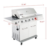 Royal Gourmet 5-Burner Propane Gas Grill with Side Burner, Stainless Steel Barbeque Grills, Silver, GA5404S Royal Gourmet