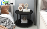 VERFARM 23.6" Round Coffee Table, 2-Tier Small Circle Coffee Table with Storage, Modern Center Accent Table with Metal Frame, Side Table End Table for Small Space, Living Room, Office, Black VERFARM