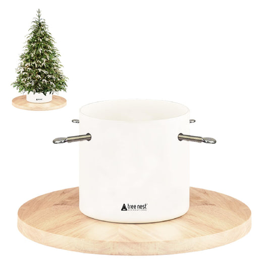 Christmas Tree Stand Base Mini Christmas Tree Holder Xmas Tree Stand Base for 5ft Tabletop Modern Christmas Small Tree Xmas Tree Decoration (Moonlight,White)