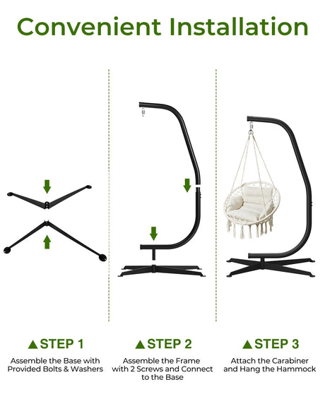 GREENSTELL Hammock Swing Stand, Hanging C-Stand with Spring Hook, for Indoor, Outdoor, Sturdy Hanging Stand Max Load 330lbs GREENSTELL