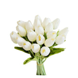 Mandy's 20pcs White Artificial Tulip Silk Fake Flowers 13.5" for Spring Mother's Day Easter Gifts in Bulk Home Kitchen Wedding Decorations Mandy's