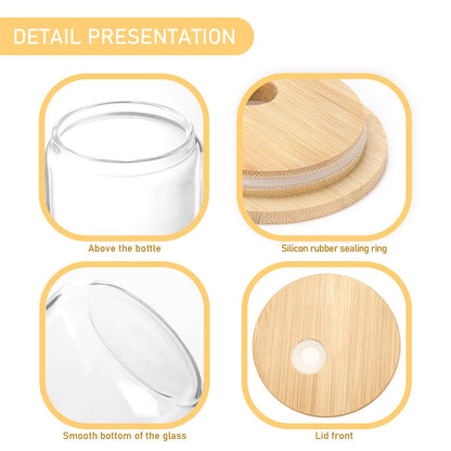 20 Pack Sublimation Glass Cans Transparent Sublimation Beer Glass Can Shaped with Bamboo Lids Borosilicate Glasses Tumbler Mason Jar Cups Mug with Straw for Beer, Juice, Soda, Iced Coffee, Drinks 16oz