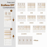 71" Tall Farmhouse Kitchen Pantry, Large Storage Cabinet with Glass Doors, Freestanding Coffee Bar Hutch with Microwave Stand, Adjustable Shelves for Kitchen, Living Room, Set of 3, White ivaniti