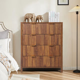 Mid Century Modern Dresser TV Stand, 4 Drawer Dresser Set of 2 for Bedroom Wood, Farmhouse Boho Storage Cabinet Side Table with Solid Natural Wood Legs, Long Wooden Dresser for Closet (Walnut) affeivul