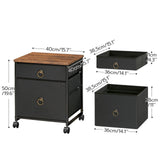 HOOBRO File Cabinet, 2-Drawer Filing Cabinet, Vertical Mobile Office Cabinet, Rolling Printer Stand, for A4/Letter Size Files, Nonwovens Drawer, for Home Office, Rustic Brown and Black BFK21WJ01 HOOBRO