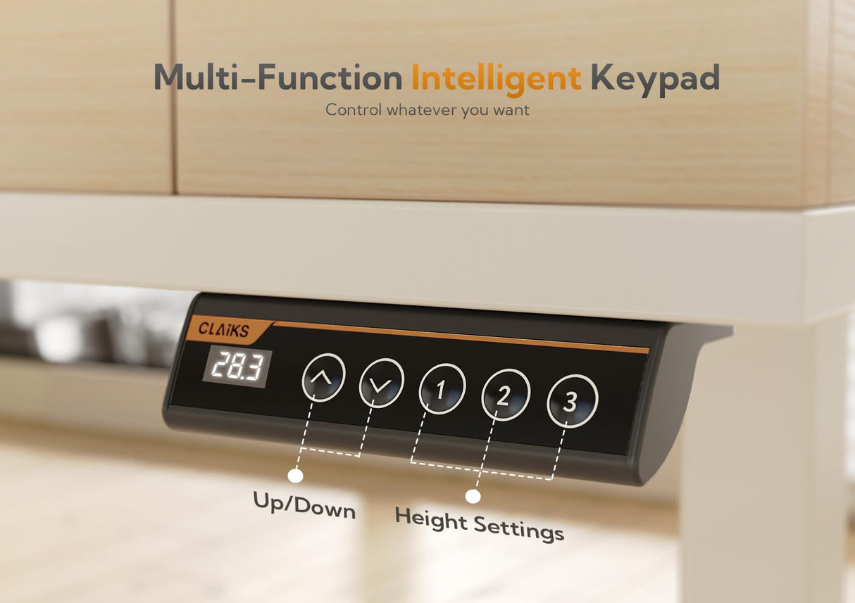 Claiks Standing Desk with Drawers, Electric Adjustable Standing Desk Adjustable Height, Sit Stand Up Desk with Storage Shelves & Wheels, 48 Inch White Claiks