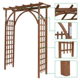 Saynwish 85" Solid Wood Garden Arch Trellis for Climbing Plants - Rustproof Wooden Arbor with Flat Top for Weddings, Parties & Outdoor Decor (Brown) Saynwish