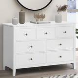 Vikiullf White Dresser - 47 in Modern Dresser for Bedroom, Wooden 7 Drawer Dresser, Storage Cabinet for Bedroom, Living Room, Hallway, Entryway Vikiullf