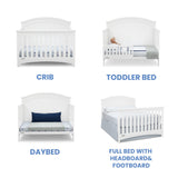 Delta Children Simmons Kids SlumberTime Emma 4-in-1 Convertible Baby Crib N More - Greenguard Gold Certified, Bianca White Delta Children