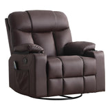 ANJ Swivel Rocker Recliner Chair, Manual PU Leather, 360° Swivel with Massage & Heat for Living Room, Brown ANJ