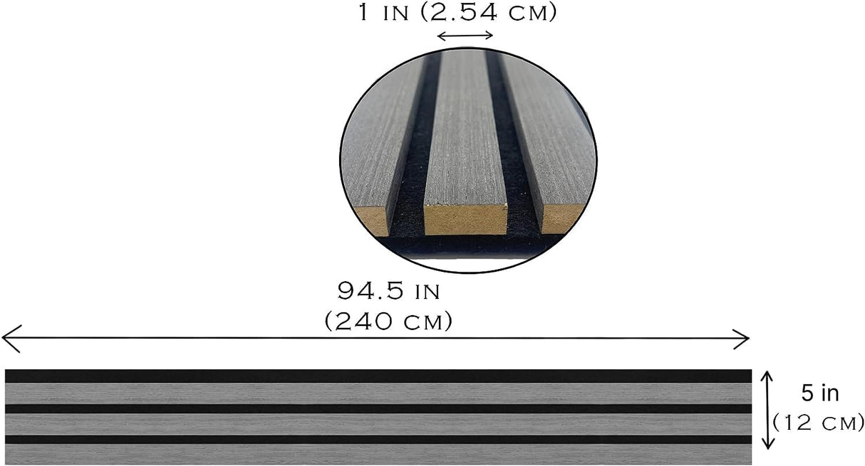 Concord 3D Wall Panels | Acoustic Wood Panels for Wall - Grey | 94.5” x 5” Each | Soundproof Paneling | 8 Foot Wall Panels for Interior Wall Decor - COA1422 (Pack of 6) 18.7 sqft. -M CONCORD WALLCOVERINGS ™