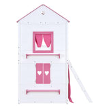 Harper & Bright Designs Full Over Full Bunk Beds for Kids,Wood Sweet Heart Novelty Bunk Bed with Elegant Windows, Sills and Tent,House Bunk Beds for Girls,Boys,Pink+White Harper & Bright Designs