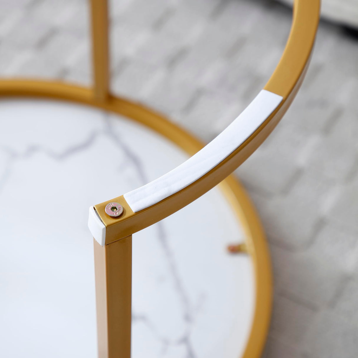 Faux Marble Top Nesting Coffee Tables End Table, Sofa Side Table Set of 2 for Living Room Bedroom Balcony, Stacking Coffee Table with Golden Frame Sirearx