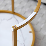 Faux Marble Top Nesting Coffee Tables End Table, Sofa Side Table Set of 2 for Living Room Bedroom Balcony, Stacking Coffee Table with Golden Frame Sirearx