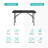 Best Choice Products 4ft Plastic Folding Table, Indoor Outdoor Heavy Duty Portable w/Handle, Lock for Picnic, Party, Camping - Black Best Choice Products