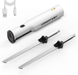 ENERTWIST Cordless Rechargeable Electric Knife 1S Quick Start One-Hand Operation with 4 Stainless Steel Blades and Safety Lock Button, Carving Bread, Meats, Turkey, Crafting Foam ENERTWIST