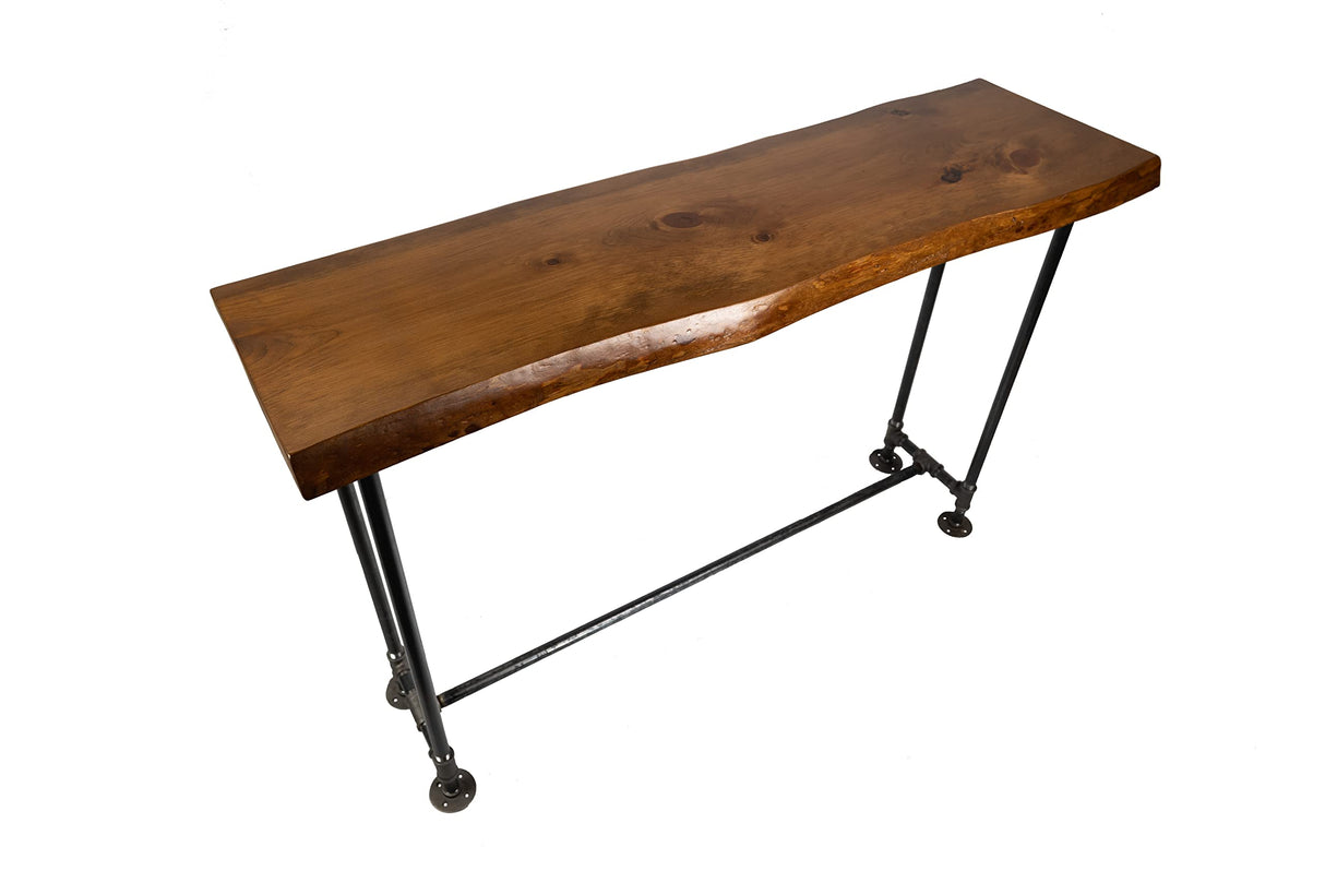 Southern Rustic LOGWERKS Industrial Pipe Sofa Table - Live Edge Console Table for Entryway or Behind Sofa – (Honey Pine) Southern Rustic LOGWERKS