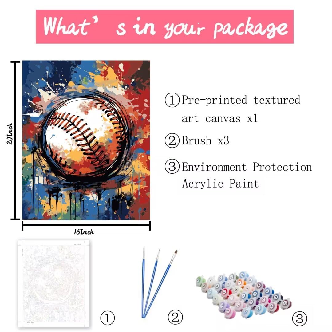 Football Sportman Paint by Numbers Kits 16x20 inch Canvas Graffiti Extreme Sports DIY Oil Painting for Kids, Adults Beginner Men is Playing Football Paintwork with Brushes Gift Home Decor (Frameless) TUMOVO
