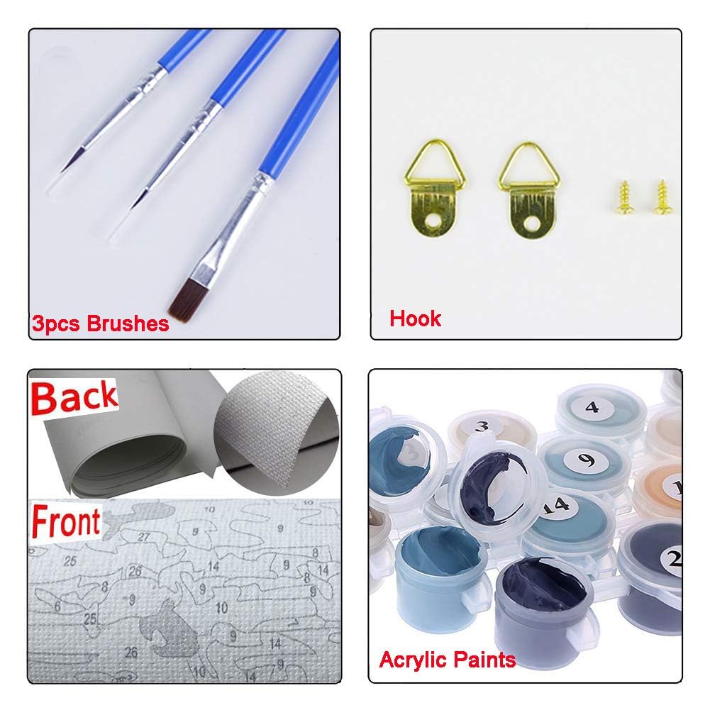 Newsight DIY Oil Painting Paintworks Paint by Number for Kids and Adults (16" x 20"Dolphin Bay) Newsight