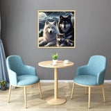 JFYHAB Wolf Diamond Painting Kits for Adults Beginners, Wolf Family Diamond Art Kits for Adults, Moon Wolf DIY 5D Full Drill Crystal Gem Art Diamond Dots for Gifts Home Wall Decor 12x12 inch JFYHAB