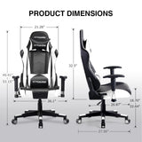 GTRACING Gaming Chair Racing Office Computer Ergonomic Video Game Chair Backrest and Seat Height Adjustable Swivel Recliner with Headrest and Lumbar Pillow Esports Chair (White) GTRACING