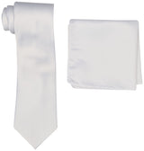 Stacy Adams Men's Satin Solid Tie Set, White, One Size STACY ADAMS
