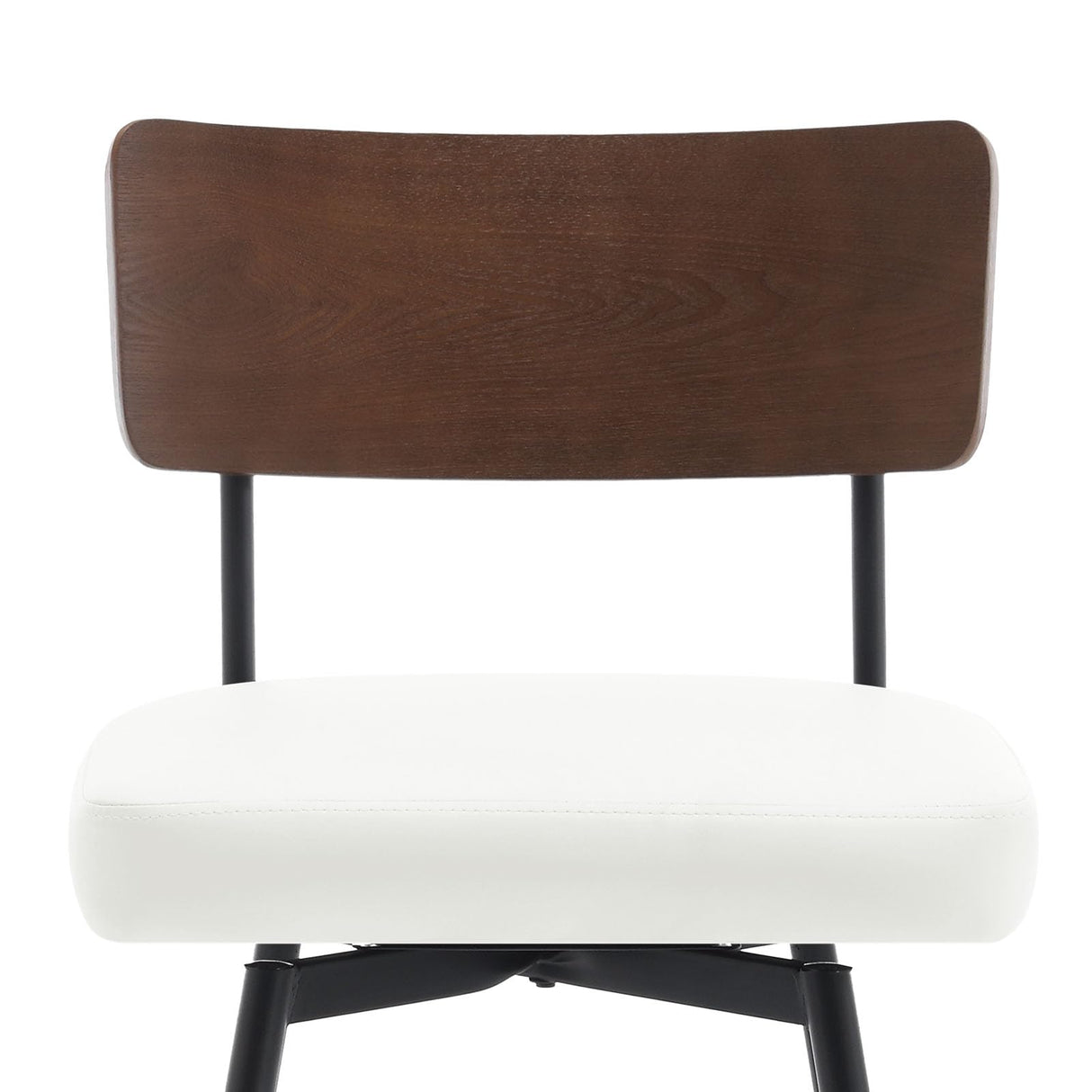 Bekrvio Counter Height Swivel Bar Stools Set of 3, Upholstered Faux Leather Barstools with Wood Backs and Metal Legs, 26" Seat Height Counter Bar Stool for Kitchen Island, White Bekrvio