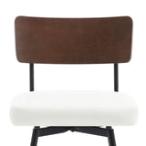 Bekrvio Counter Height Swivel Bar Stools Set of 3, Upholstered Faux Leather Barstools with Wood Backs and Metal Legs, 26" Seat Height Counter Bar Stool for Kitchen Island, White Bekrvio