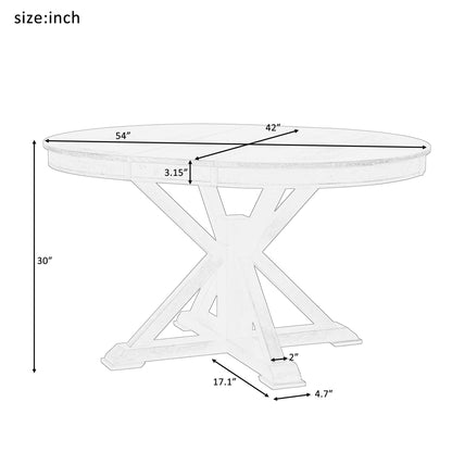 KEVINSPACE 54" Dining Table for 4-6 People Round Extendable Dining Table Extendable Kitchen Table Mid Century Dining Room Table Drop Leaf Table Saving Space Dinner Kitchen Office Furniture White