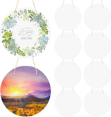 10 Pcs Sublimation Door Hanger Blanks - 12" Round Circle Unfinished Blank Sign Door Hanger Wall Hanging MDF Wood Sublimation Ornament Blanks Decorative Door Hanger with Rope for Heat Press Machine Tideme