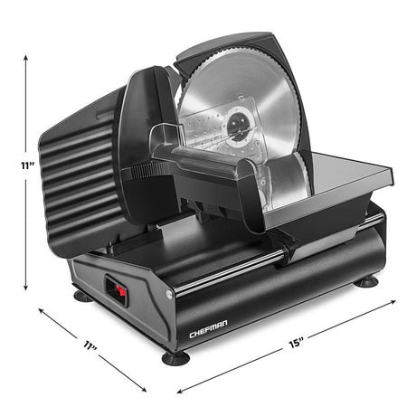 Chefman Electric Deli Slicer With Adjustable Slices, Stainless Steel Blades, Safe Feet - For Ham, Cheese, Bread, Fruit & Veggies Chefman