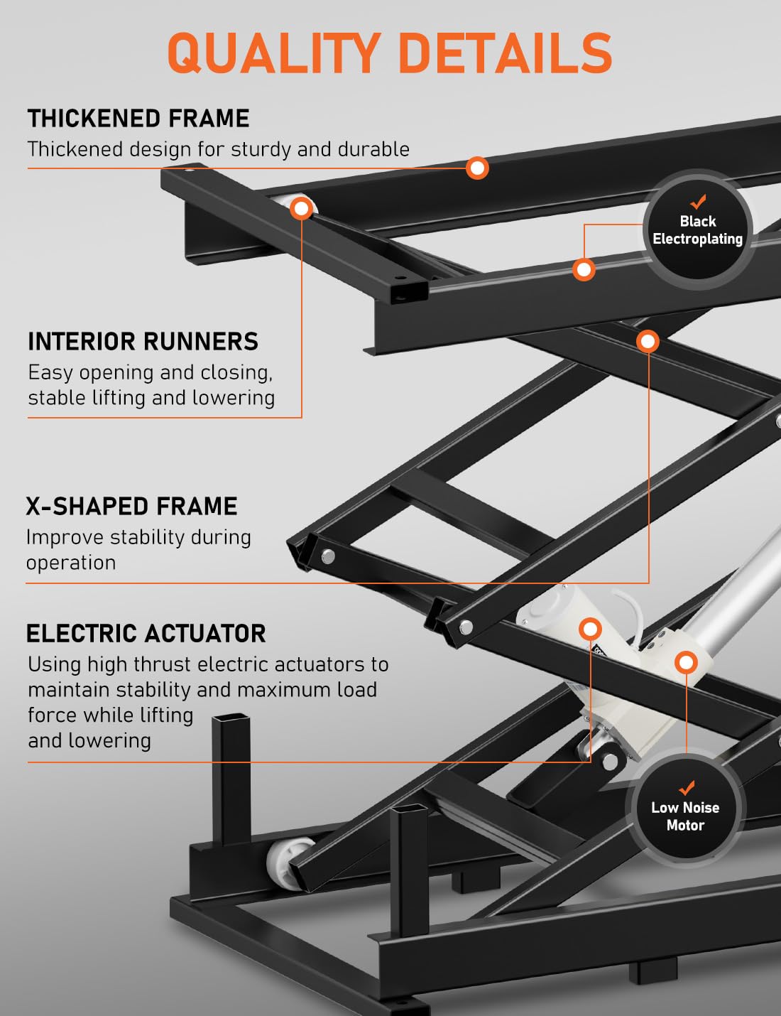 DIHOOL Electric Scissor Lift Table 180Lbs Capacity, 265-1100MM Height Adjustable Lifting Platform DIHOOL