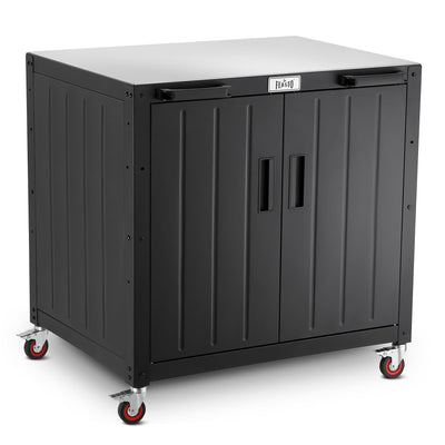 FEASTO Grill Table, Outdoor Bar Cart Grill Cart with Storage Cabinet,Modular Outdoor Kitchen Island, Outdoor Grill Station with 304 Stainless Steel Top,Pizza Oven Table for Lawn & Garden,L35.4” x W24”