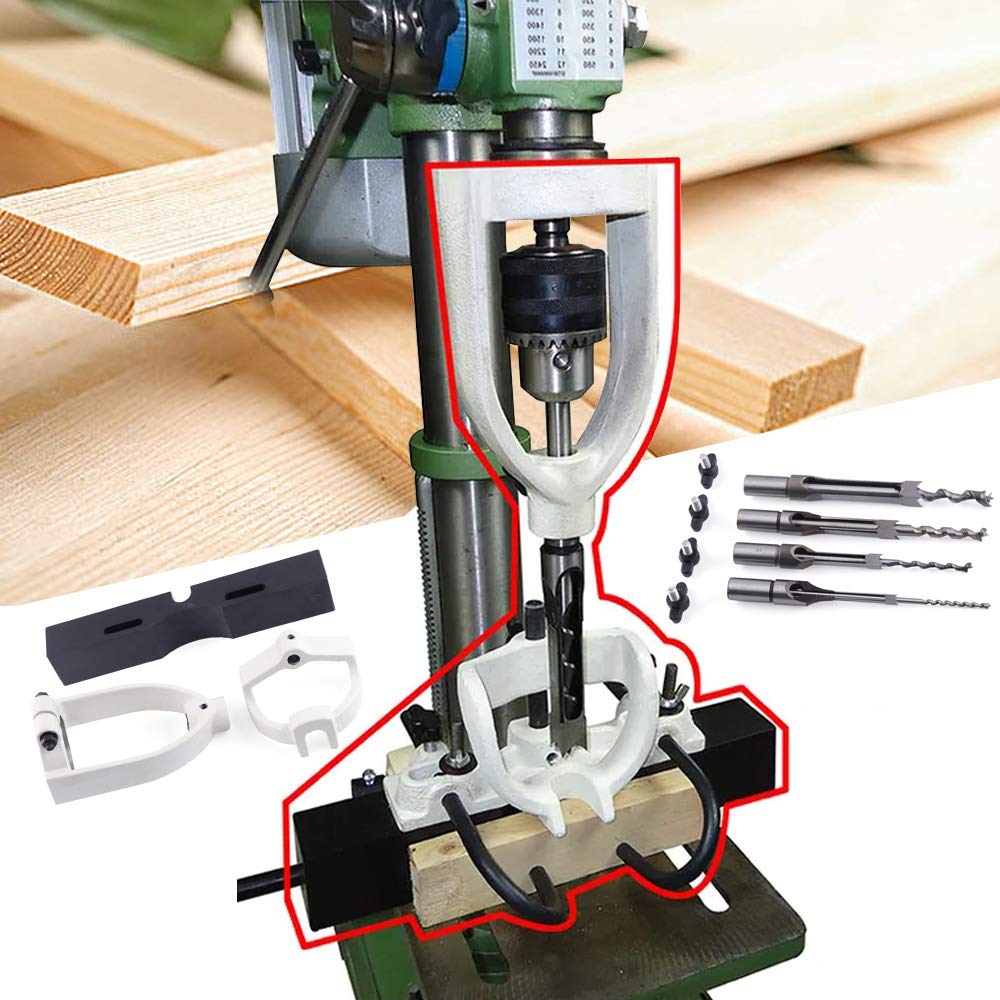 Mortising Attachment for Drill Press Bench, Square Hole Chisel Drilling Machine Woodworking Bench Mortiser Location Tool, Drill Press Bench Drill - WoodArtSupply