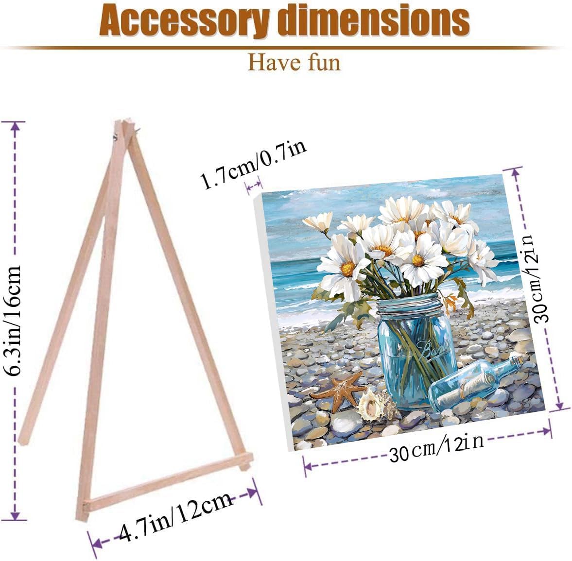 VIGEGU Beach Flowers Paint by Numbers Kit for Adults with Frame,Paint by Number for Beginner with Wooden Easel DIY Adult Paint by Number Kits for Home Decor 12x12inch VIGEGU