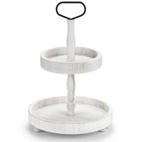 2 Tiered Tray Stand Decor, Wooden 13 Inch Tiered Tray Decor for Farmhouse, Kitchen, Coffee Bar, Home, Suit for Halloween, Fall Thanksgiving, Christmas, New Year BAIVV