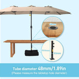 Caprihom 15ft Patio Umbrella with Base Included, Double Sided Outdoor Large Rectangular Patio Umbrella with Crank Handle, for Lawn Garden, Khaki Caprihom