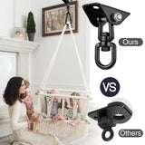 Hammock Hanging Kit,Hanging Chair Hardware 360°Rotating 1200 lb Capacity Hammock Hooks Heavy Duty,Hammock Chair Hanging Kit & Swing Ceiling Hook Snap for Hammock Chair Stand,Seat, Tree,Yoga,Gym(Black) JACNITAD