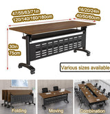Folding Conference 1/2/4/6/8 Pack Table On Wheels Conference Room Table Flip Top Mobile Office Training Room Lockable Mobile Foldable Meeting Table Seminar Table for Home Office(8pack,47x20x30in) ZSPINJIA