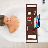Premium Bamboo Bathtub Caddy Tray - Bath Tray - Bath Tub Tray Table for Bathtub - Expandable Size, Fits Most Bath Tubs - Brown Banlilu