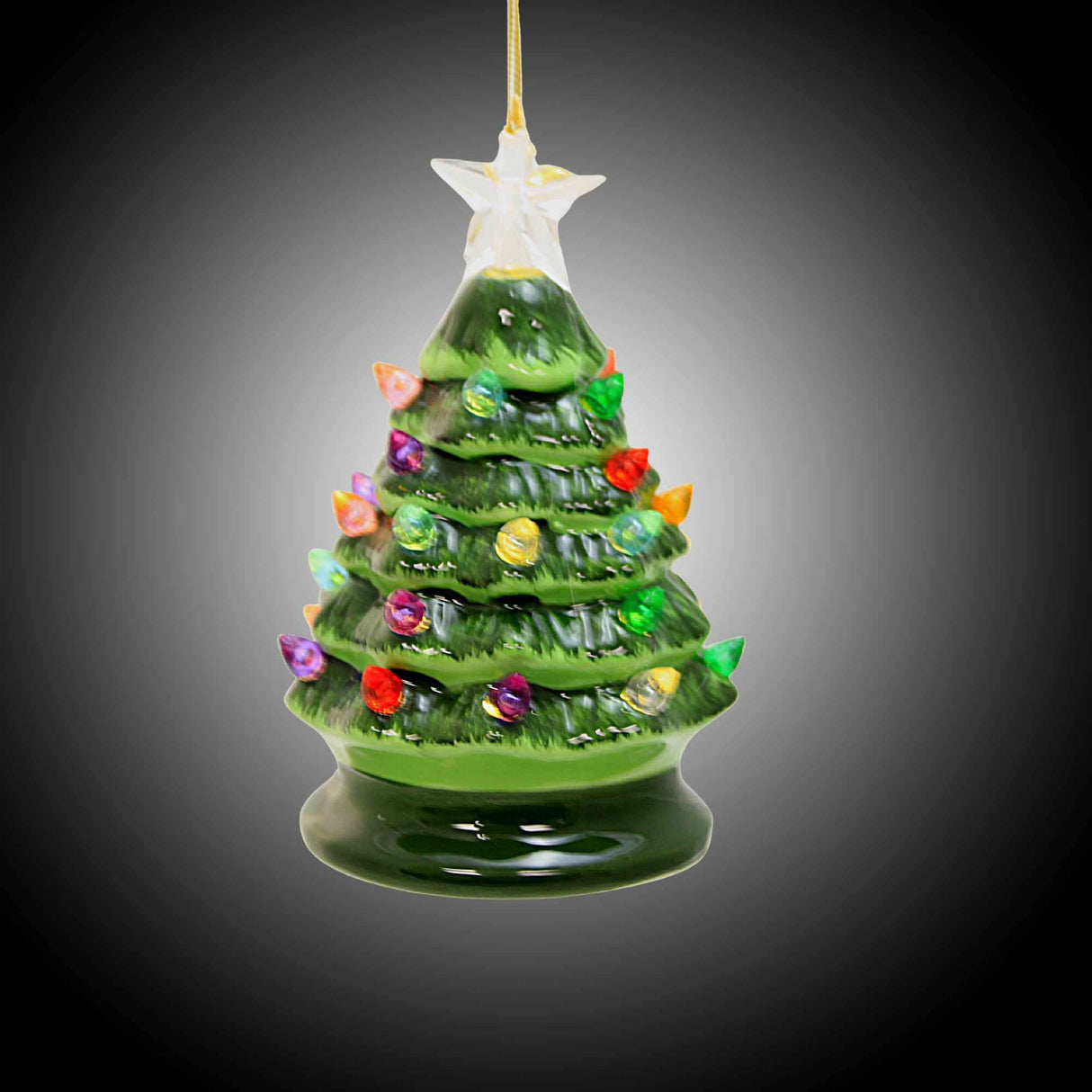 Roman 134658 LED Green Vintage Tree Ornament, 5-inch Height, Battery Included Roman