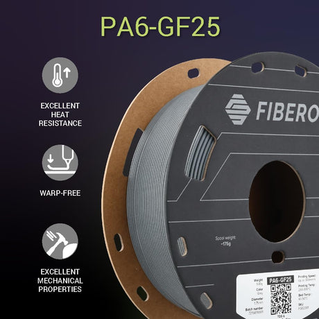 Polymaker Fiberon PA6-GF Glass Fiber Nylon Filament 1.75mm Grey 0.5kg, Fiberon PA6-GF Nylon Warp Free 1.75mm 3D Printing Filament POLYMAKER