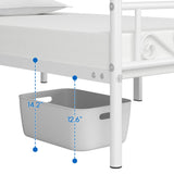 Yaheetech Twin Bed Frames Metal Platform Bed with Headboard and Footboard No Box Spring Needed Easy Assembly,Under-Bed Space: 12.6''/White/Twin Bed Yaheetech