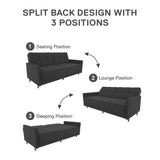 DHP Andora 76 Inch Futon Sofa Bed, Modern Upholstered Couch Sleeper with Button Tufted Back and Seat, Grey DHP