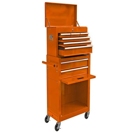 Entcook 8 Drawers Rolling Tool Chest with Drawers, High Capacity Portable Rolling Tool Boxes with Wheels, Lockable Drawers Tool Box Organization and Storage for Garage and Repair Shop Orange Entcook