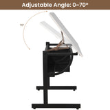 Drafting Table with Storage for Adults/Artists, Drawing Art Desk with 3 Drawers and Stool,Tabletop Adjustable Art Table Workstation for Studio Home Office School,Black KrenzhHome