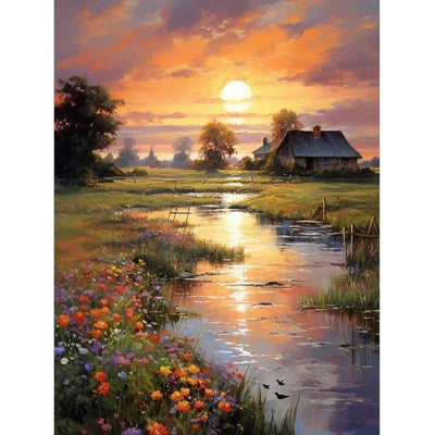 Eiazuiks Diamond Painting Kits for Adults, Sunset 5D DIY Diamond Art Kits Full Drill Diamond Dots for Gift Wall Decor and Relaxation Gem Arts 12x16 inch
