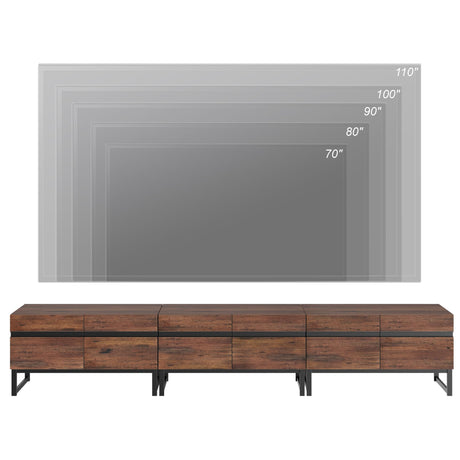 WAMPAT 3 in 1 Modern TV Stand for TVs up to 110 inch, Wood Entertainment Center TV Console with Storage Cabinets and Metal Base, Media Console for Living Room,Brown WAMPAT