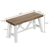 Wnutrees 30" Farmhouse Wood Bench, Rustic Solid Wood Entryway Bench Seat with Double X-Structure for Dining Room, Living Room, Hallway, Structural Stability, White Wnutrees