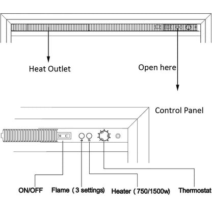 RICHFLAME 33 Inches, Edward Electric Fireplace Insert with Fire Crackling Sound, Weathered Concrete Interior, Remote Control, 750/1500W, Black